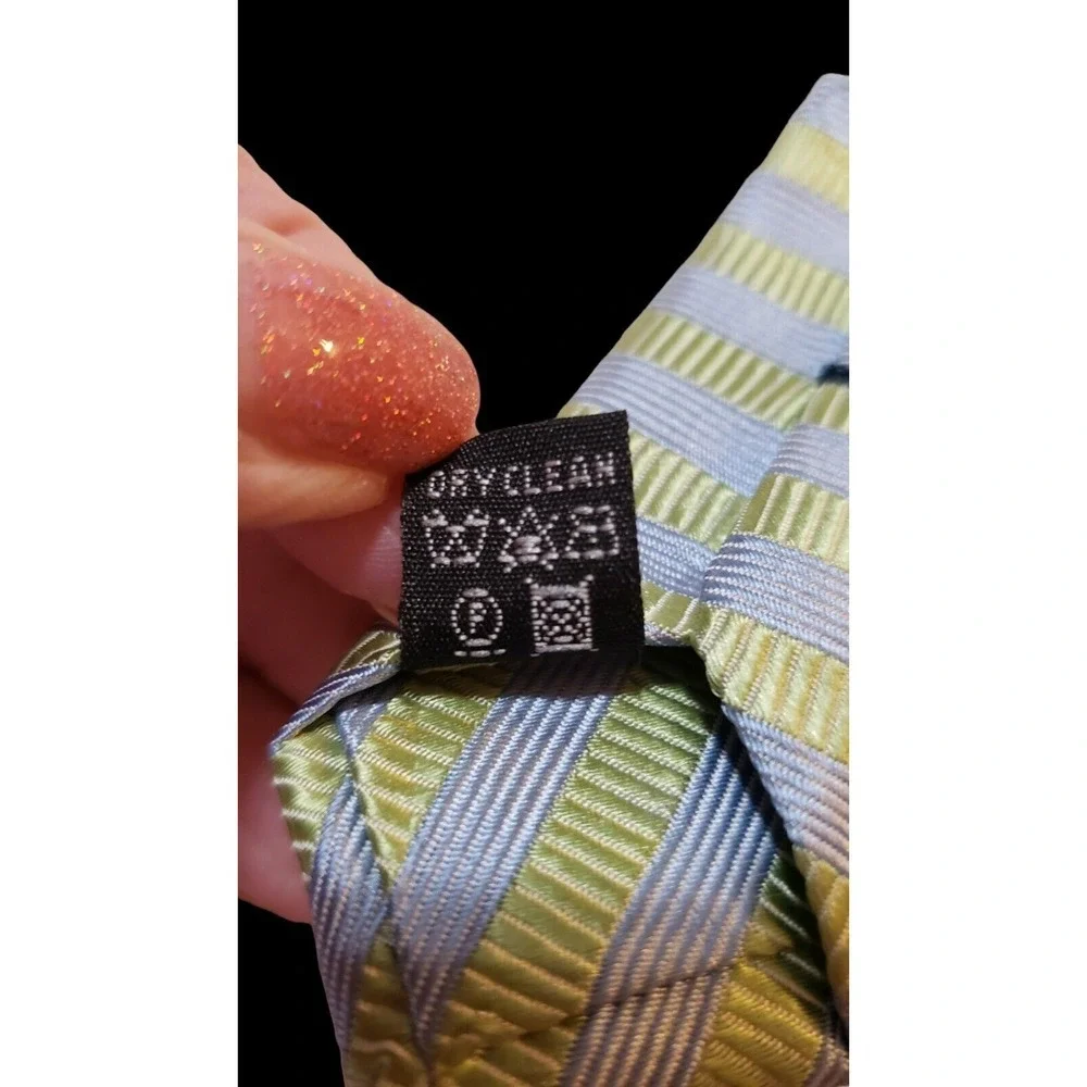 Gianni‎ Long Made In Italy Tie Hand Made 100% Silk Yellow Striped Necktie